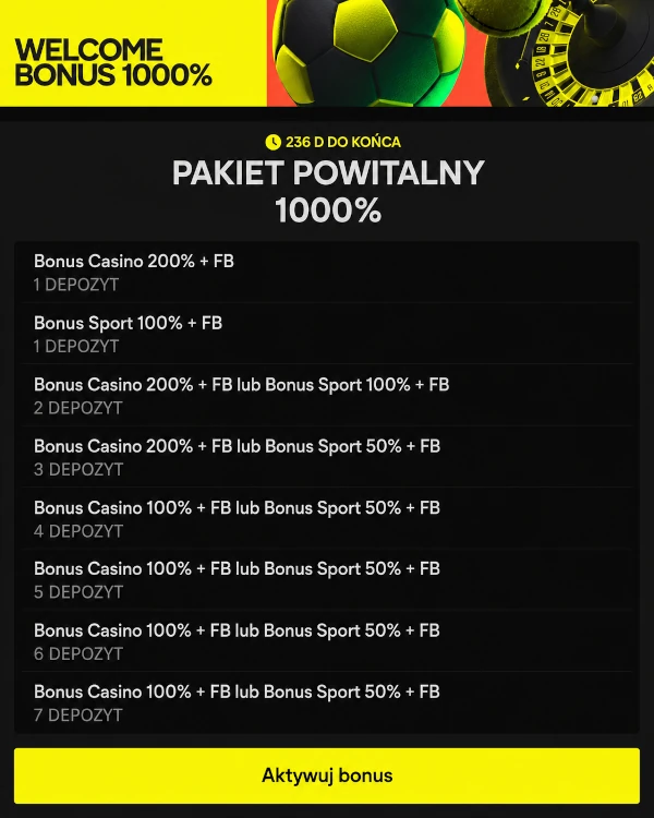 Bonus rejestracyjny dla wszystkich nowych graczy