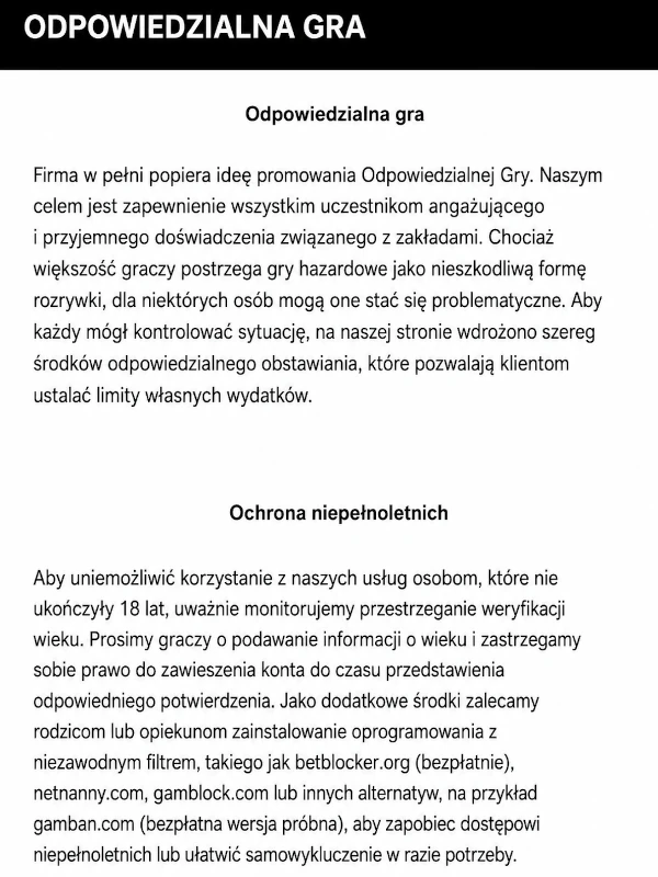 Wyjaśnienie zasad działania systemu odpowiedzialnej gry